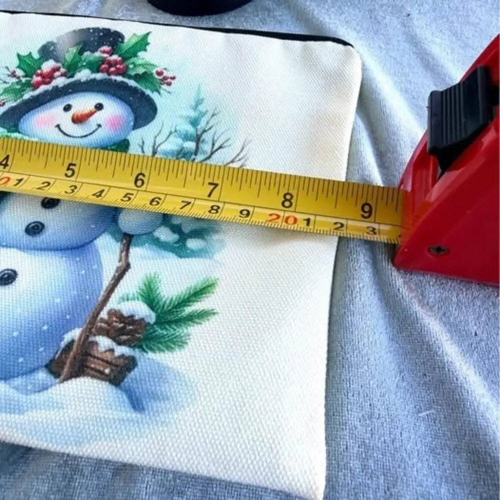 Cute Snowman Zipper Pouch Christmas Cosmetic Bag Holiday Pencil Case 8.5” x 6.5”